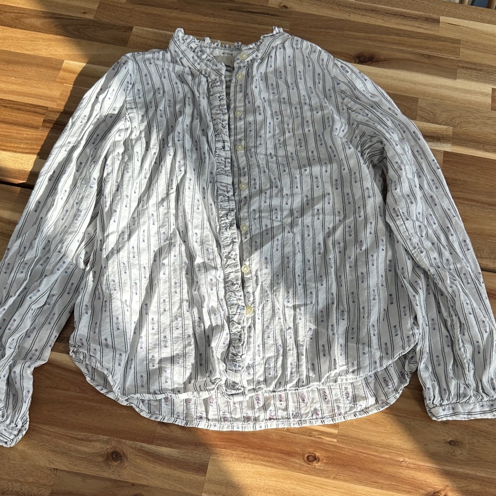Chic Ruffle Collar Button Down Shirt - image 1